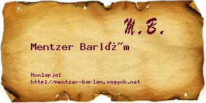 Mentzer Barlám névjegykártya